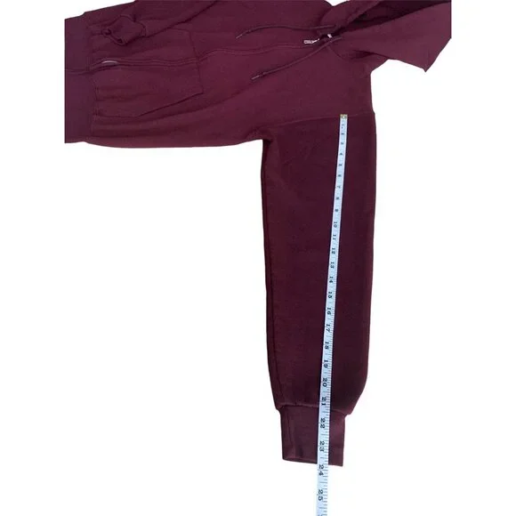 Champion Maroon Full-Zip Drawstring Hoodie "Love Gold" Back Design Front Pockets - Picture 6 of 11